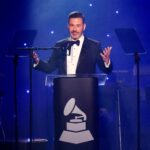 FILE PHOTO: Jimmy Kimmel speaks during the Pre-GRAMMY gala, hosted by the Recording Academy and Clive Davis, in Beverly Hills, California, U.S., February 1, 2025. REUTERS/Mario Anzuoni/File Photo